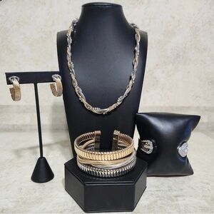 Gold and Silver Heart jewelry set